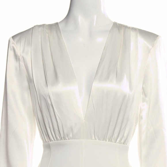 White Long Sleeve Silk Dress Size 10 - Picture 5 of 9